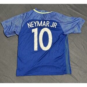Neymar Jr Brazil Jersey Blue Youth Replica Jersey Soccer
